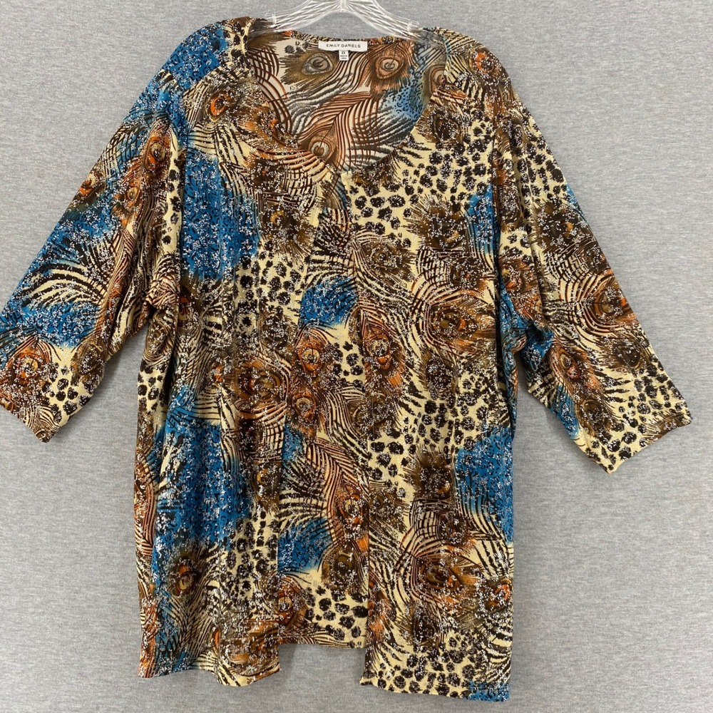 Emily Daniels Womens 2X Animal Print Tank Kimono‎ Cardigan One Piece Shimmer